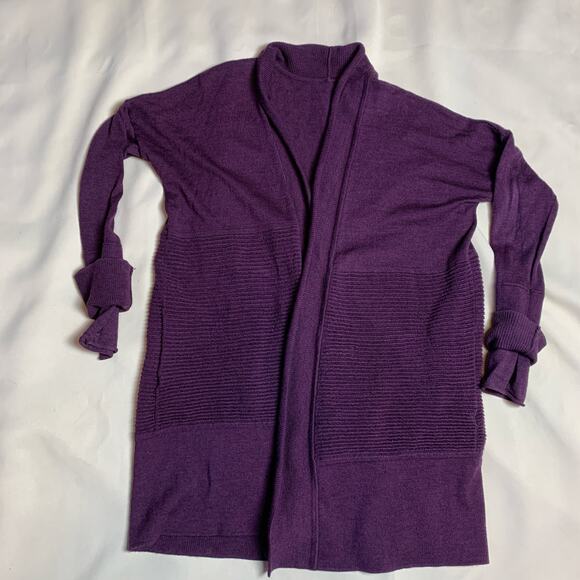 Lululemon Sit In Lotus Wrap II Heathered Plum Cardigan Merino Wool Sweater A32 - Picture 4 of 8
